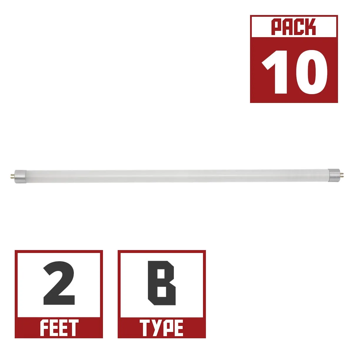 10 Pack - 21 Inch Mini T5 LED Tube, 7 Watts, 700 Lumens, 3000K, Ballast Bypass, Double End