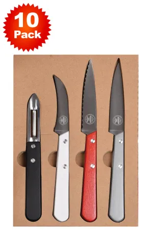 10 Pack Stainless Steel Knife Set with Beechwood Handles