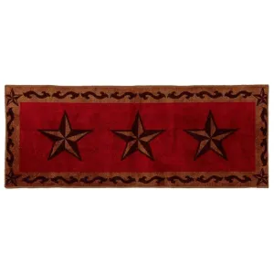 3-Star w/ Scroll Motif Kitchen/Bath Rug - Red