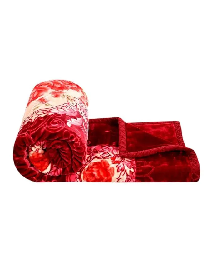 ALCITIC HOME Silky Soft Floral Double Bed Embossed Silky Mink Blanket for Winters - Embossed Design That Will Enhance Your Room with Vibrant Attractive Colors