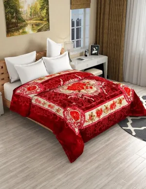 ALCITIC HOME Silky Soft Floral Double Bed Embossed Silky Mink Blanket for Winters - Embossed Design That Will Enhance Your Room with Vibrant Attractive Colors