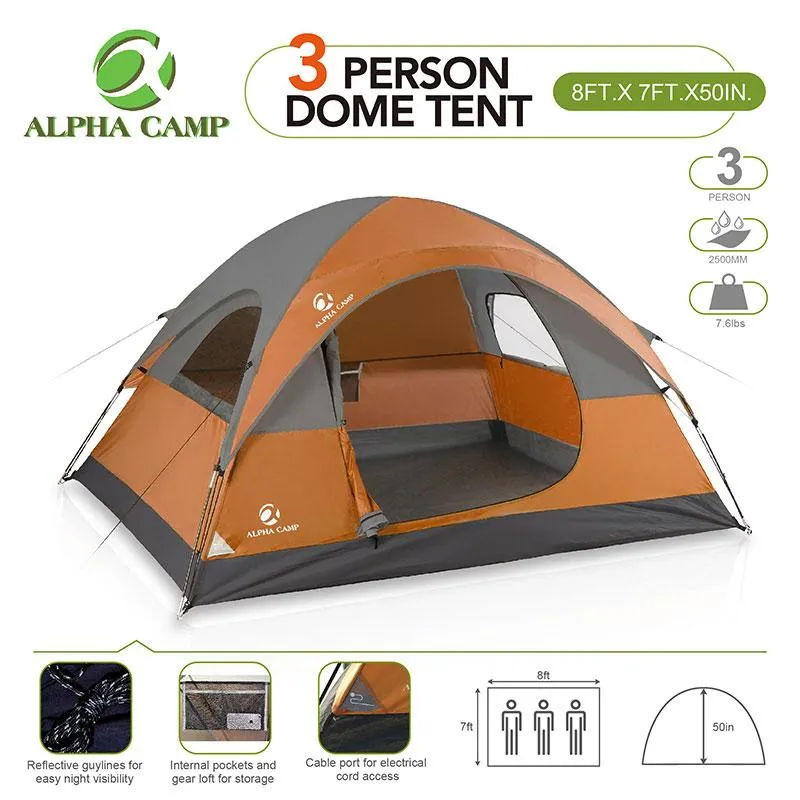 ALPHA CAMP 3 Person Backpacking Camping Tent