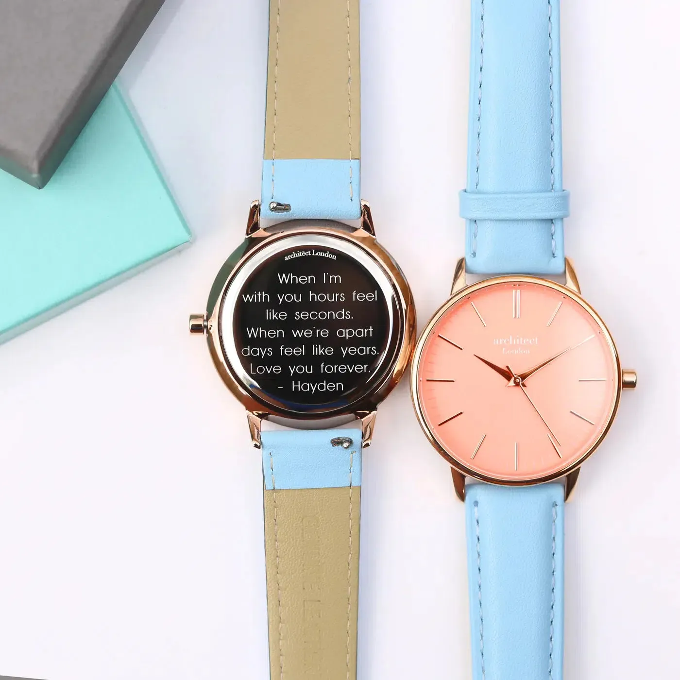 Architēct Coral Personalised Ladies Watch - Light Blue