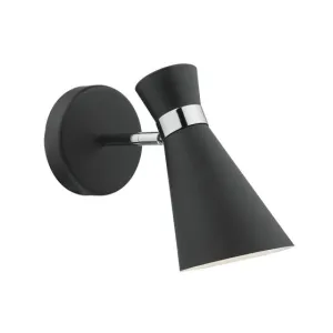 Ashworth Single Wall Spotlight - Matt Black/Polished Chrome