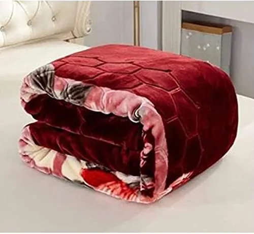 Bezzilish Home Cloudy Super Soft Fabric Floral Printed Mink Heavy Duty Luxury Ultra 2 Ply Double Bed Blanket for Heavy Winters with English Colors & Stylish Bag Packing, Multicolor, 300 TC