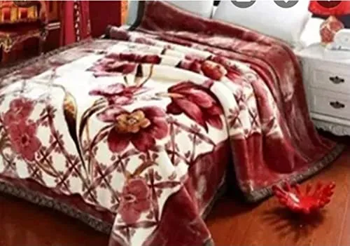 Bezzilish Home Cloudy Super Soft Fabric Floral Printed Mink Heavy Duty Luxury Ultra 2 Ply Double Bed Blanket For Heavy Winters With English Colors & Stylish Bag Packing, Multicolor