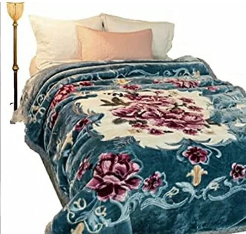 Bezzilish Home Mink Reversible Double Ply Floral Design Double Bed Embossed Blanket for Heavy Winter with a Fancy Bag Packing (Multicolor) Pack of 1