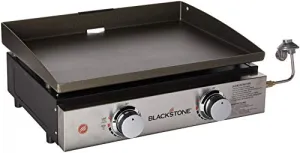 Blackstone Tabletop Griddle, 1666, Heavy Duty Flat Top Griddle Grill Station for Camping, Camp, Outdoor, Tailgating, Tabletop – Stainless Steel Griddle with Knobs & Ignition, Black, 22 inch