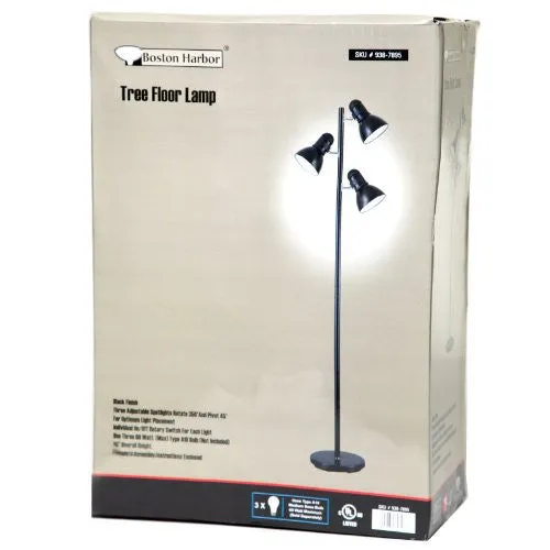 BOSTON HARBOR TL-TREE-134-BK-3L 3-LIGHT TREE LAMP, BLACK