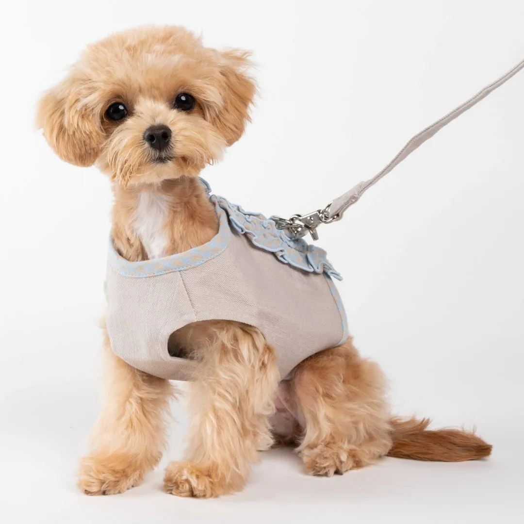 Check Pattern Ruffle Harnesses with Leash - Beige