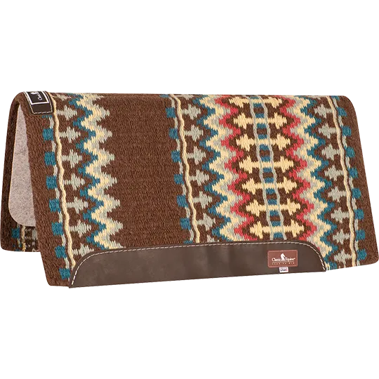 Classic Equine 32"X34" Wool Top Saddle Pad- Chestnut/Lemon