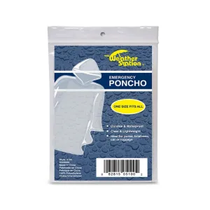 Clear Emergency Rain Poncho with Hood - Adult