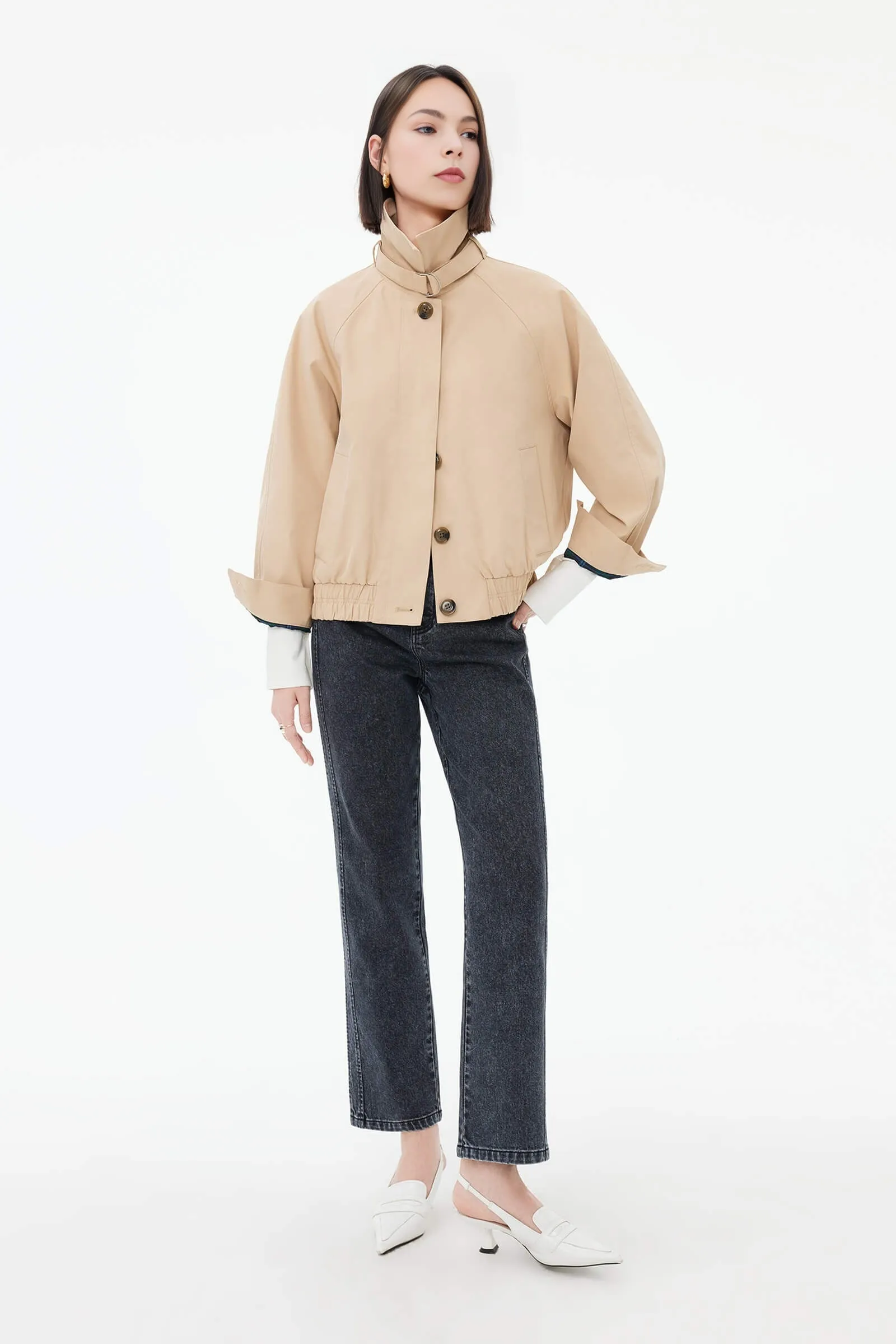 Double-Wear Stand Collar Jacket