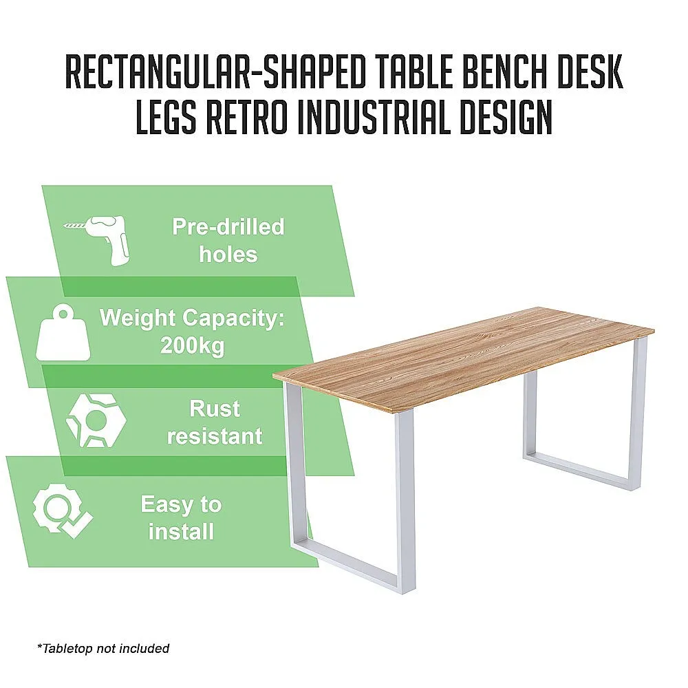 Durable White Rectangular Iron Table Legs with Foot Pads