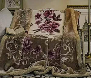 ELSTONE HOME Cloudy Super Soft Fabric Floral Printed Mink Heavy Duty Luxury Ultra 2 Ply Double Bed Blanket 5 kg for Heavy Winters with English Colors & Stylish Bag Packing (Multicolor, skin friendly)