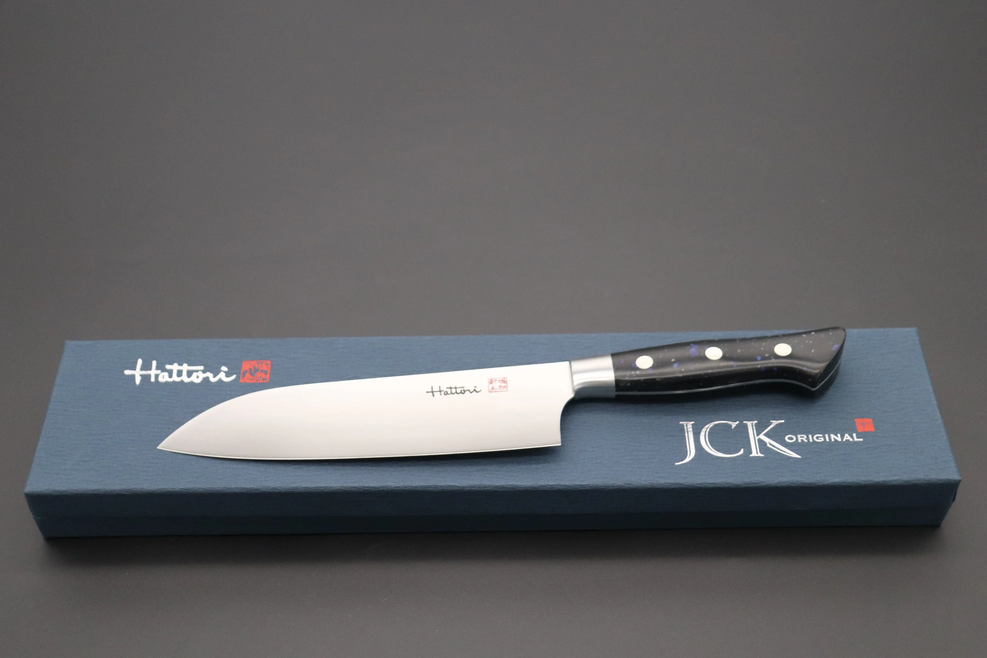 Hattori Forums FH Series FH-4D Santoku 170mm (6.6inch, ”Black Space"Corian® Handle)