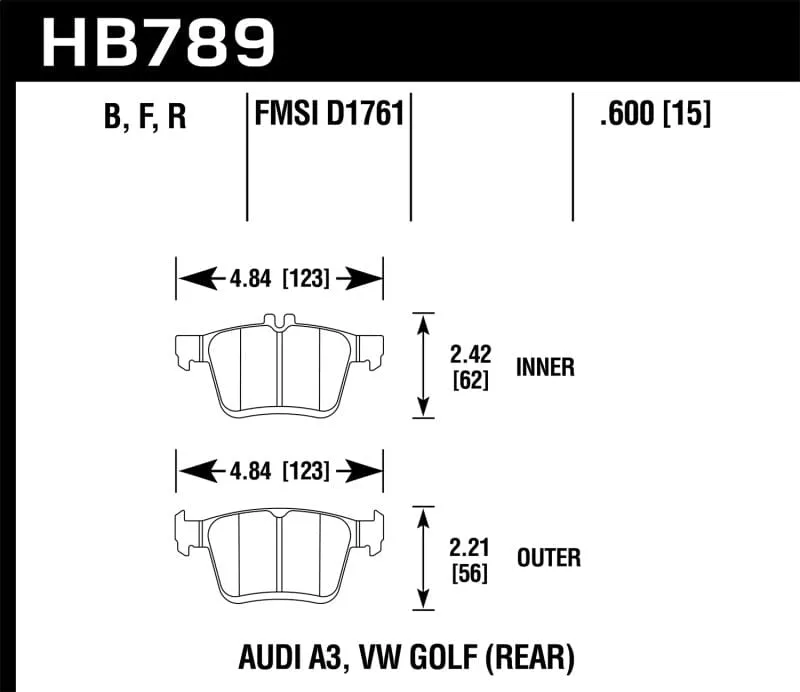 Hawk 15-20 Audi A3 / 19-20 Volkswagen Jetta HP  Street Rear Brake Pads