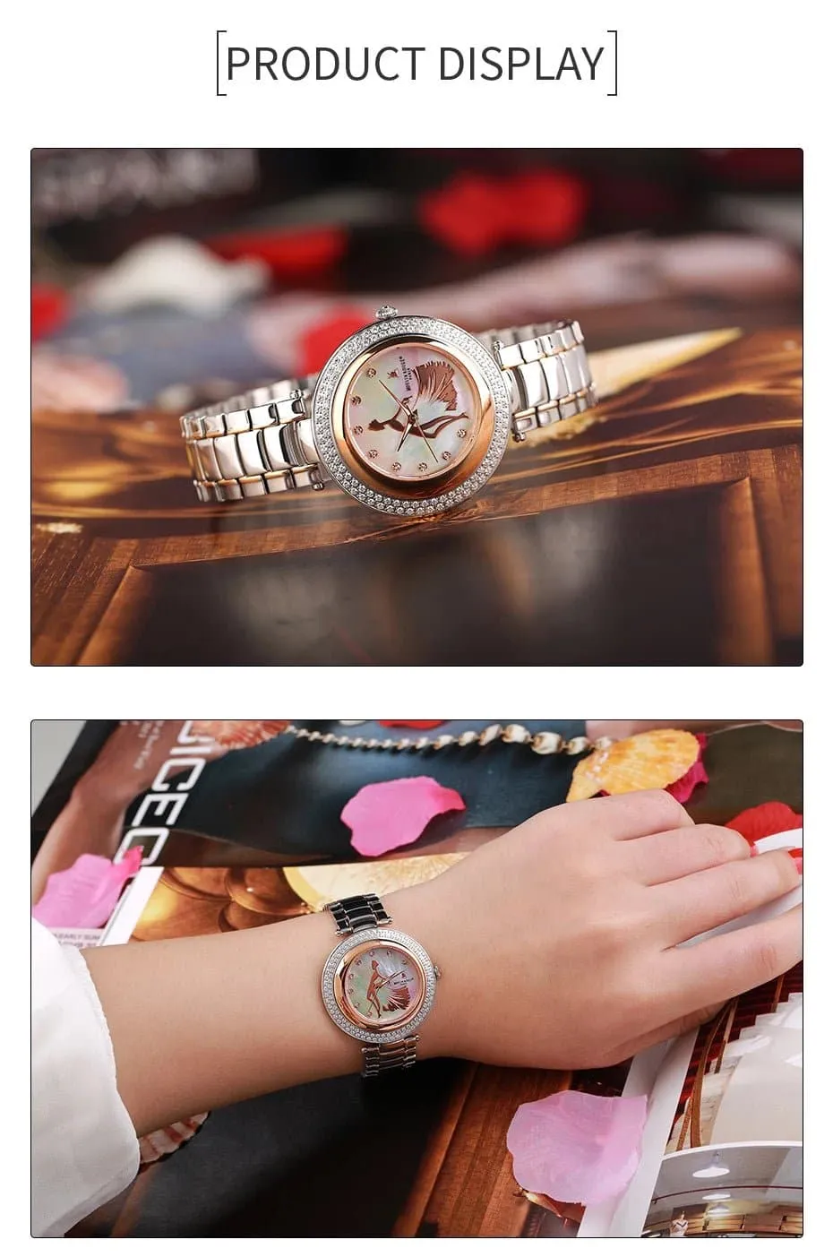 High-Quality Women's Quartz Watch with Sapphire Crystal and Stainless Steel Band