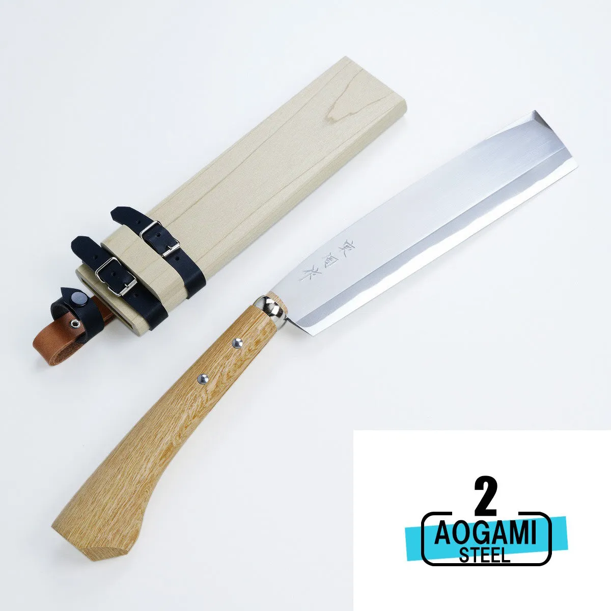 HONMAMON "AZUMASYUSAKU" Top Level Polished Japanese Hatchet / Machete Aogami Steel, 120mm~240mm Double edge (NATA)