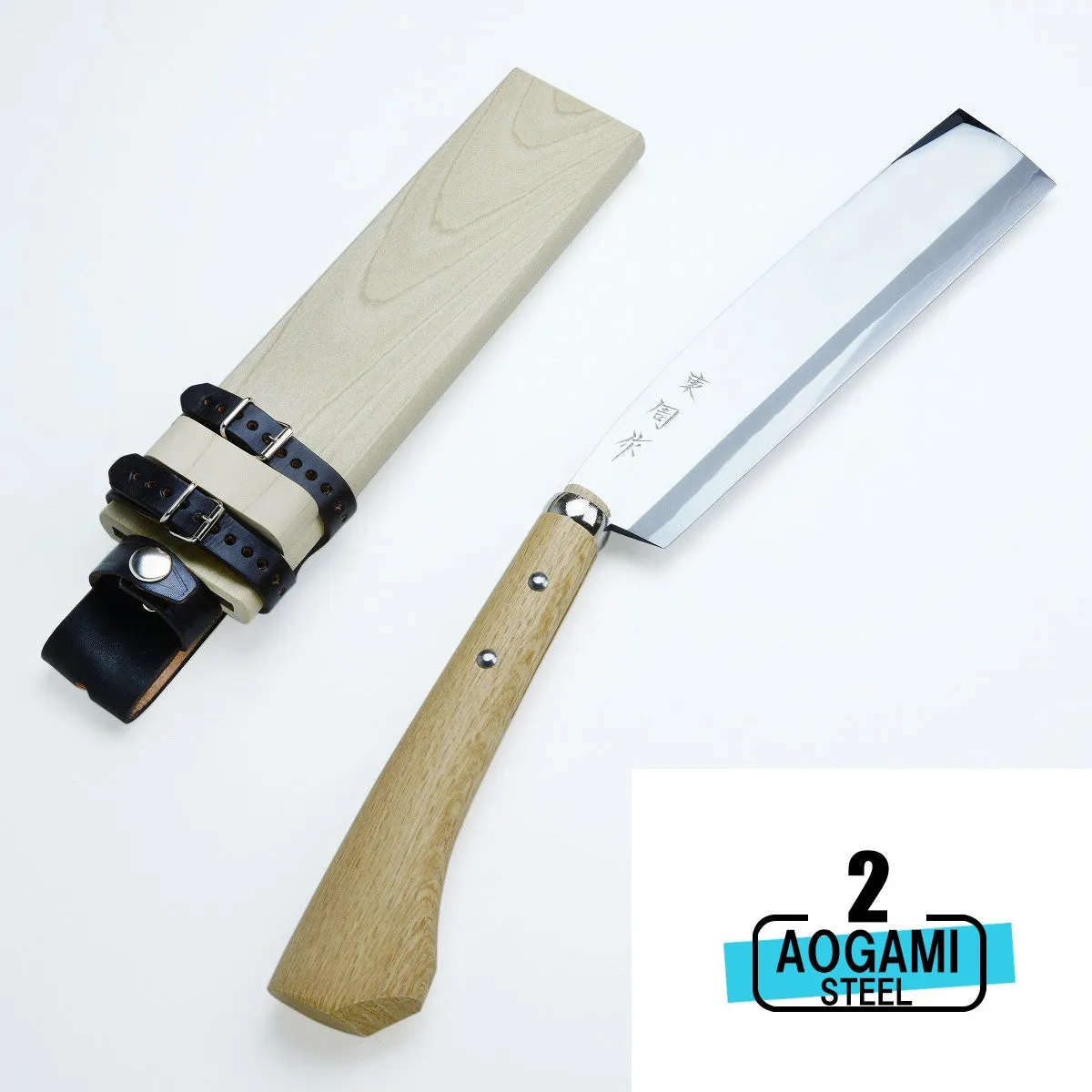 HONMAMON "AZUMASYUSAKU" Top Level Polished Japanese Hatchet / Machete Aogami Steel, 120mm~240mm Double edge (NATA)