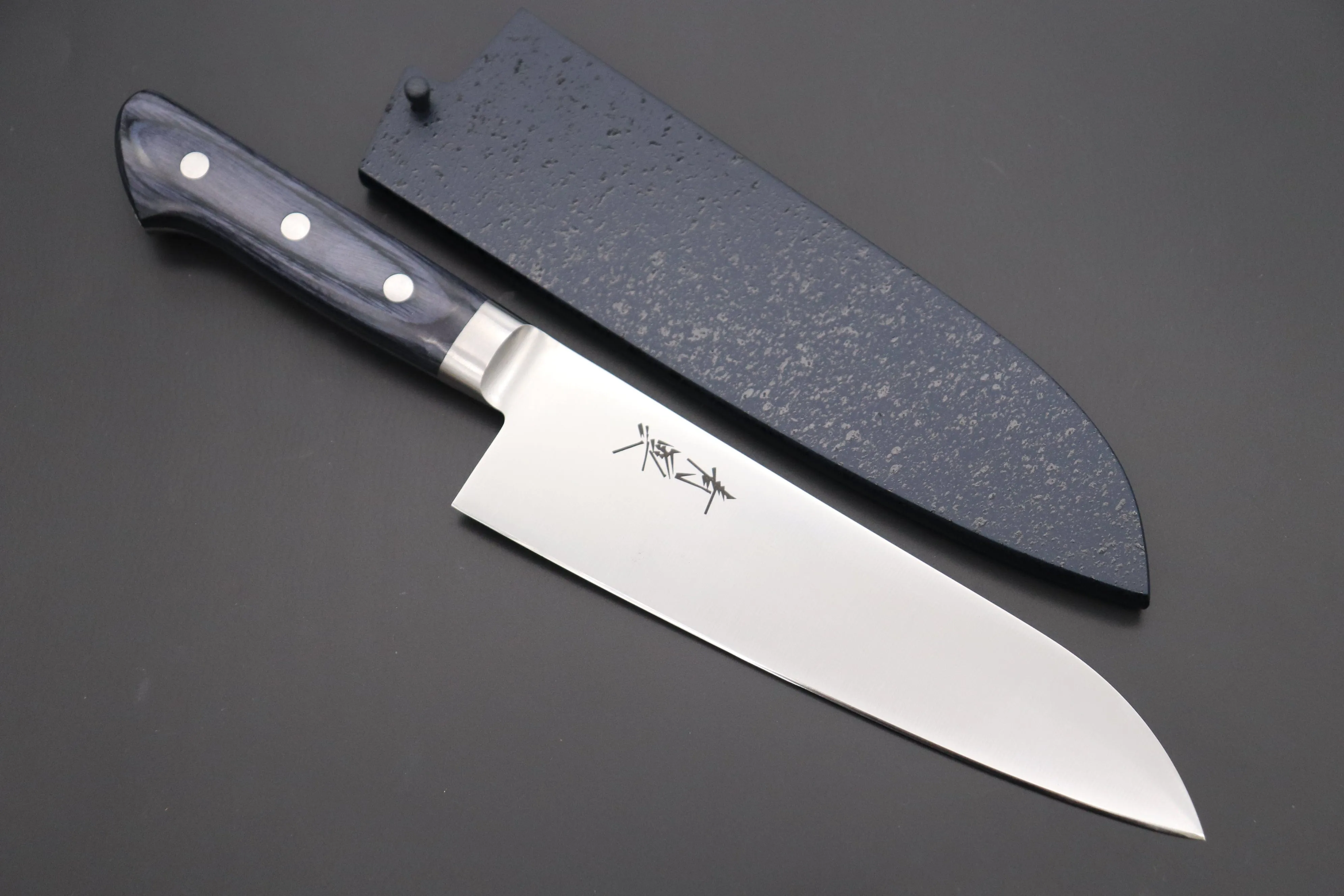 JCK Natures Blue Clouds AUS-8 Basic Series BCAP-3 Santoku 180mm (7 inch, Royal Blue-Purple Pakka Wood Handle)