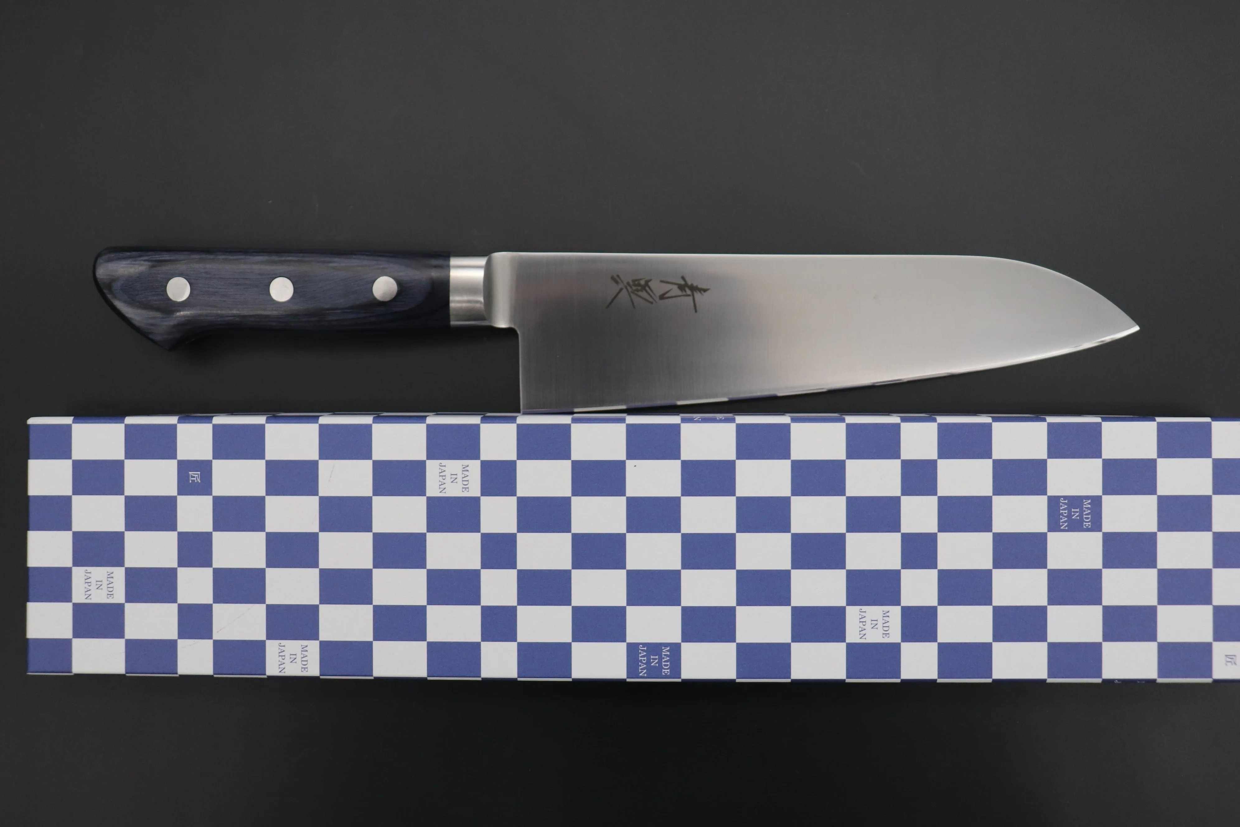 JCK Natures Blue Clouds AUS-8 Basic Series BCAP-3 Santoku 180mm (7 inch, Royal Blue-Purple Pakka Wood Handle)