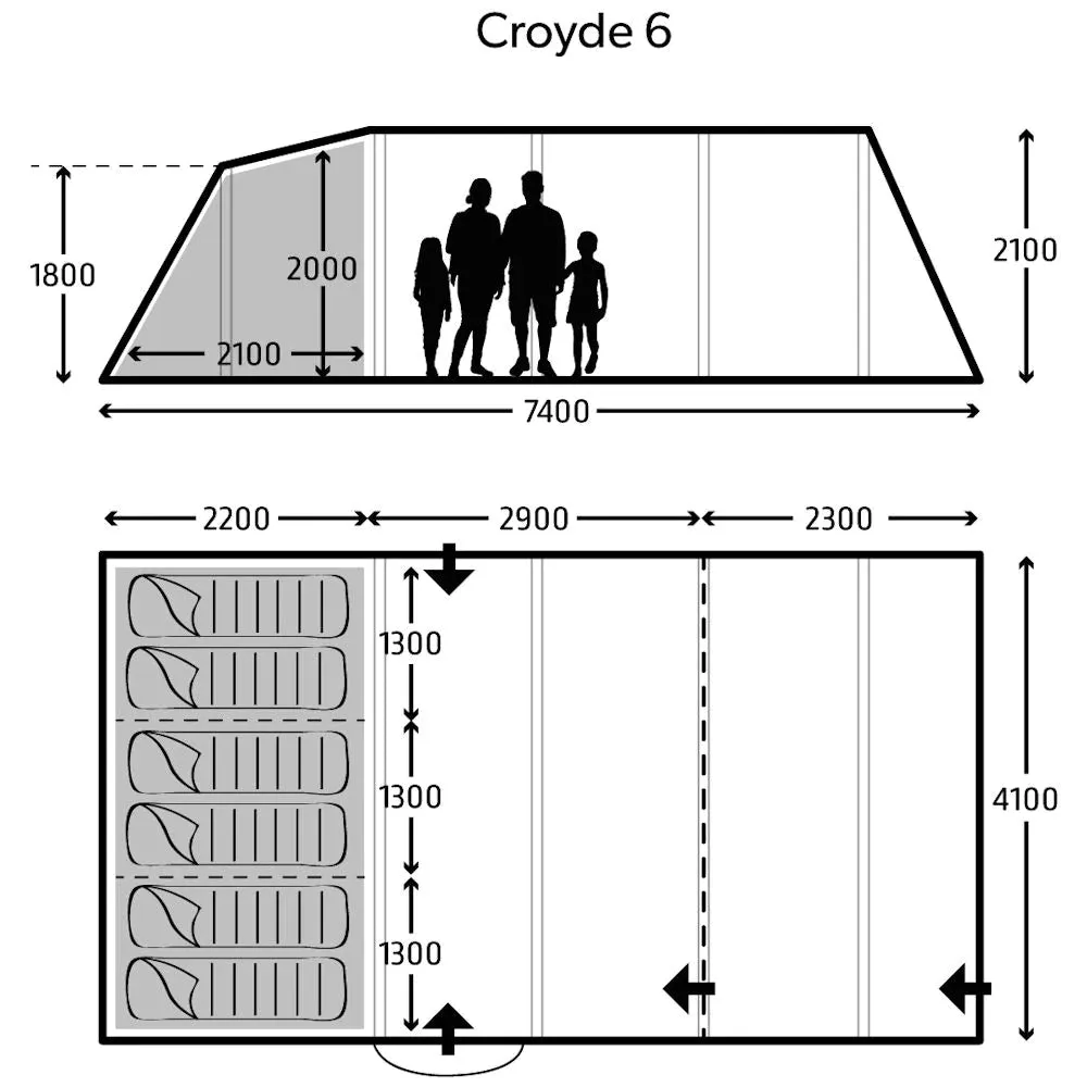 Kampa Croyde 6 Air Tent Package - FREE CARPET