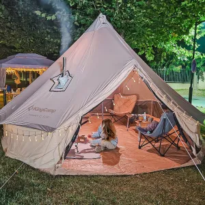 KingCamp Khan 4-Season Canvas Bell Tent with Stove bundle