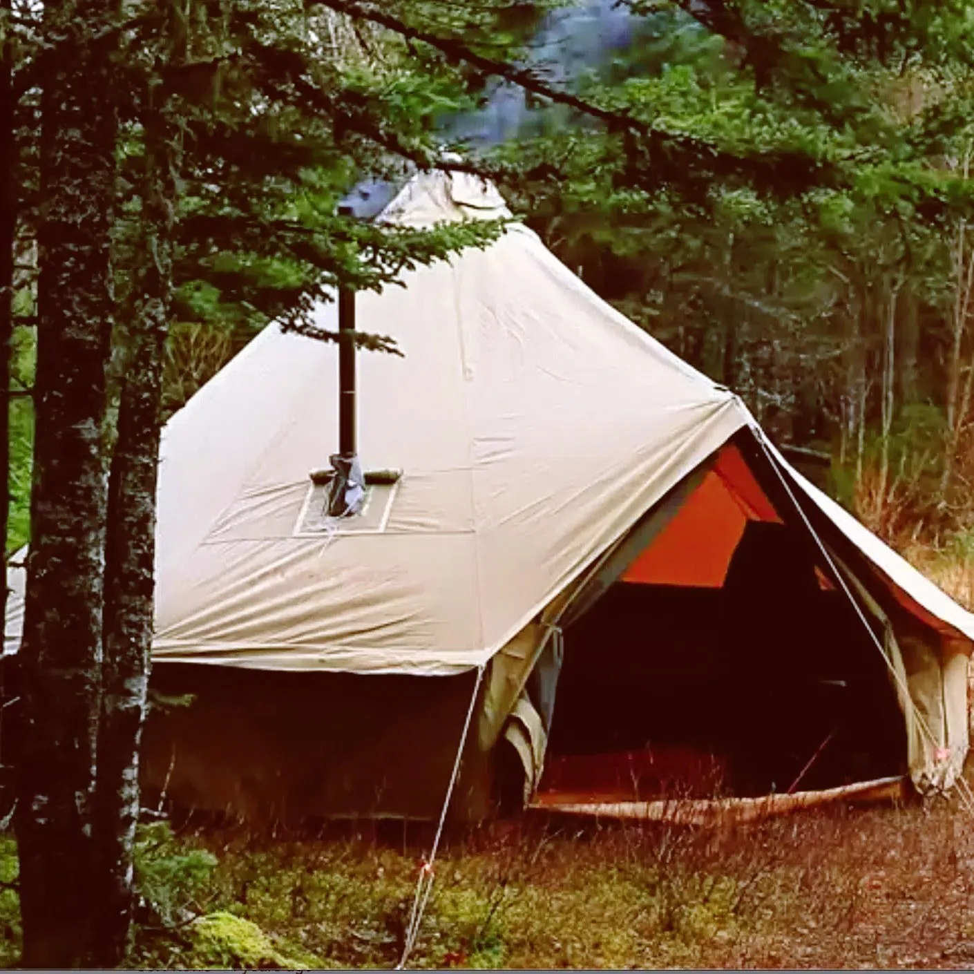 KingCamp Khan 4-Season Canvas Bell Tent with Stove bundle