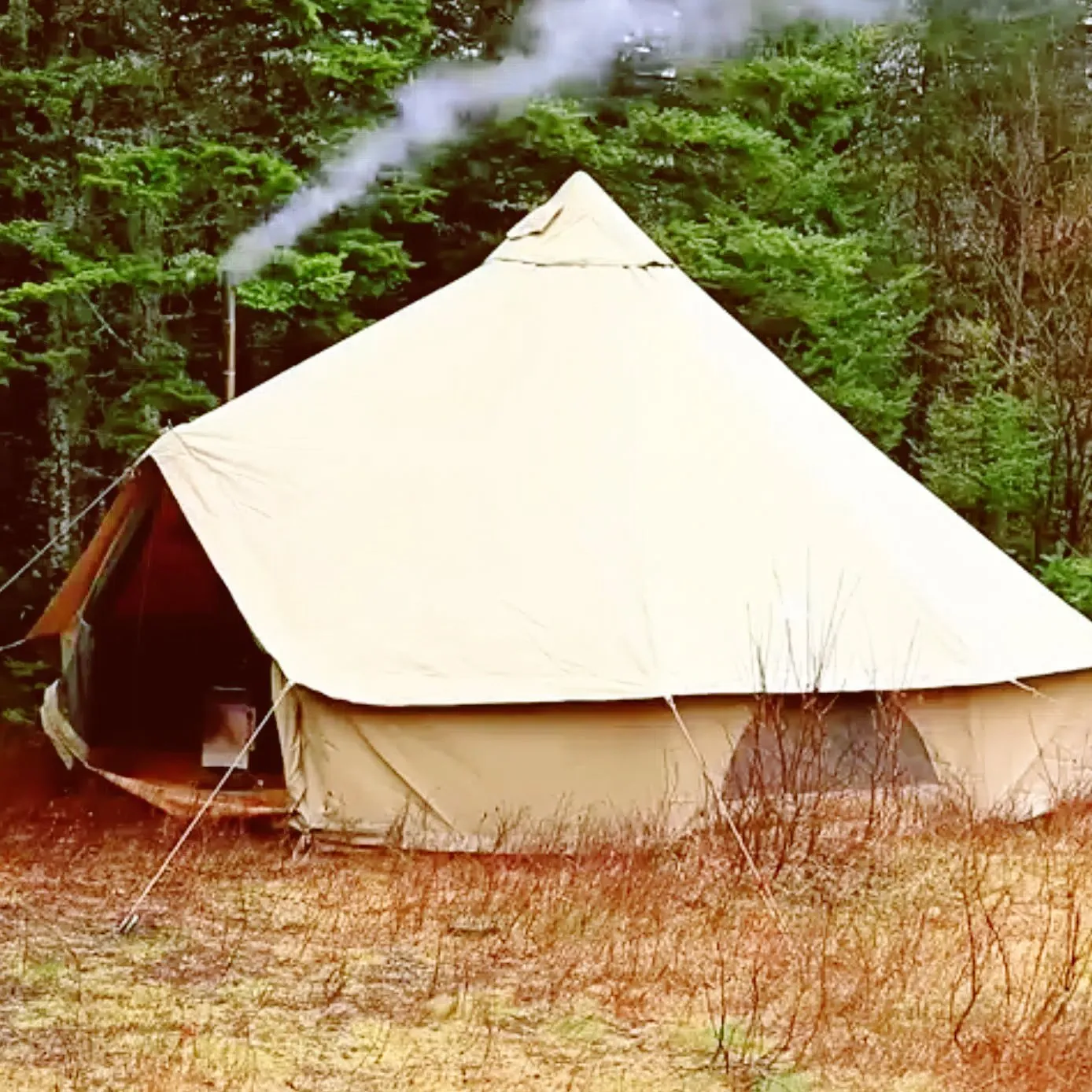 KingCamp Khan 4-Season Canvas Bell Tent with Stove bundle