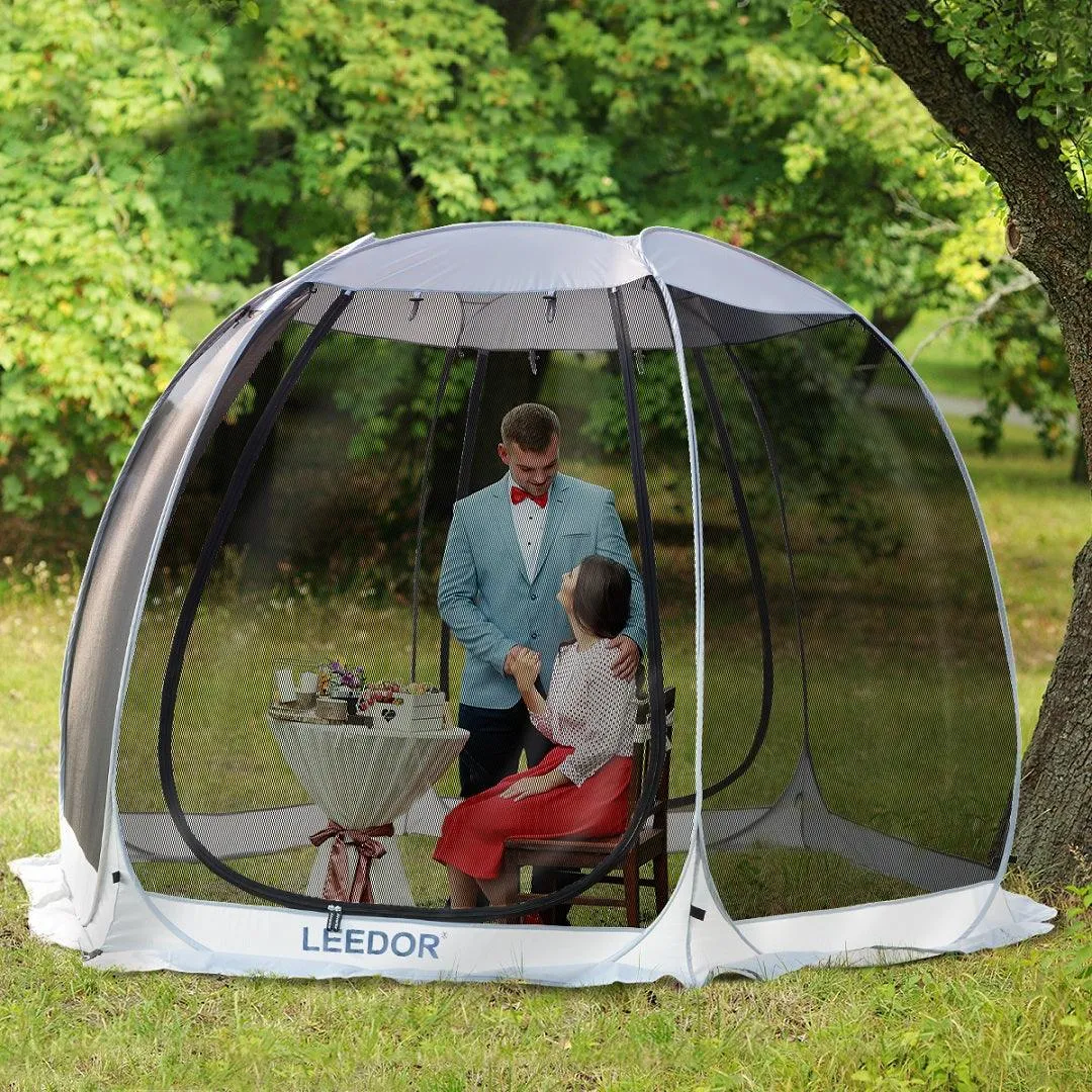 Leedor 10'x10' Gazebos for Patios Screen House Room 4-6 Person Canopy Mosquito Net Camping Tent Pop Up Sun Shade Shelter