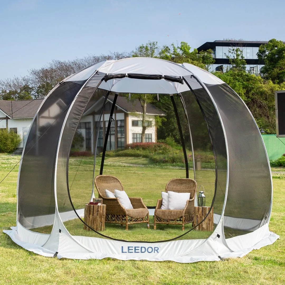 Leedor 10'x10' Gazebos for Patios Screen House Room 4-6 Person Canopy Mosquito Net Camping Tent Pop Up Sun Shade Shelter