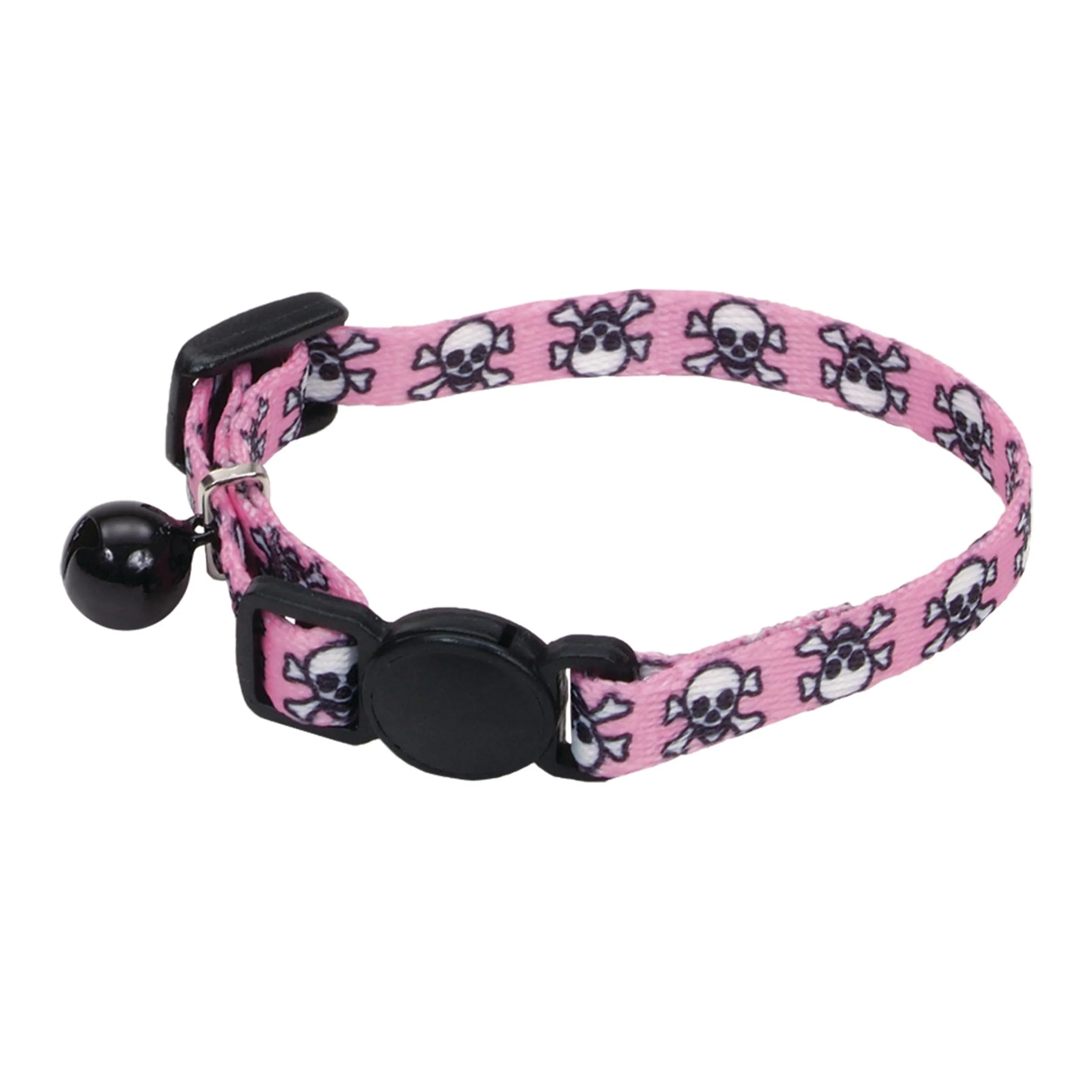 Li'l Pals Adjustable Breakaway Kitten Collar, Pink Skulls