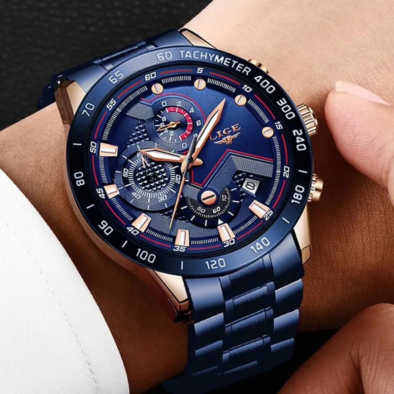 Men Stainless Steel Top Brand Luxury Sports Quartz Watches