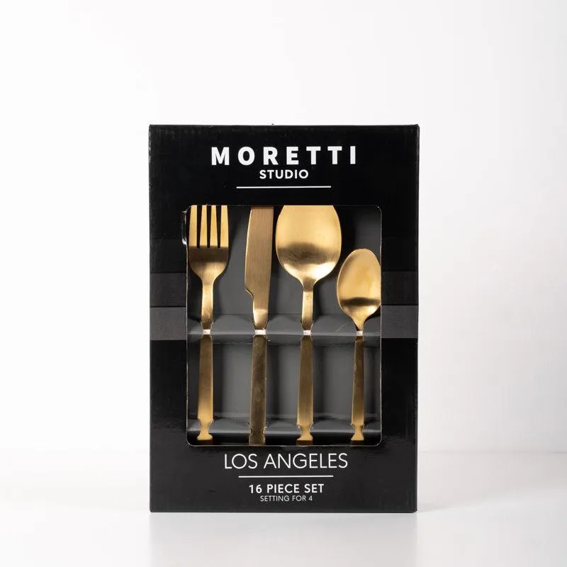 Moretti 16 Piece Gold Cutlery Set - Los Angeles