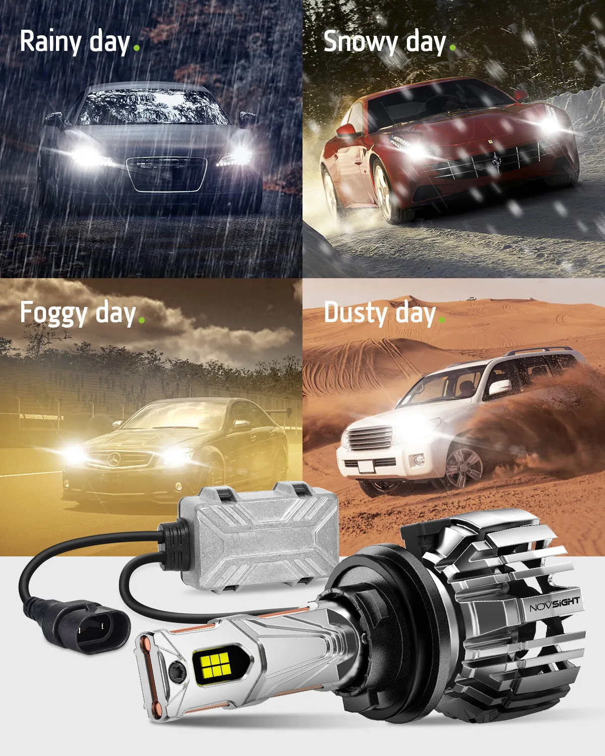 N67EP Series | H11 H8 H9 LED Headlight Bulbs Eco-friendly Sustainability Extremely Brighter Light 140W 32000LM | 2 Bulbs