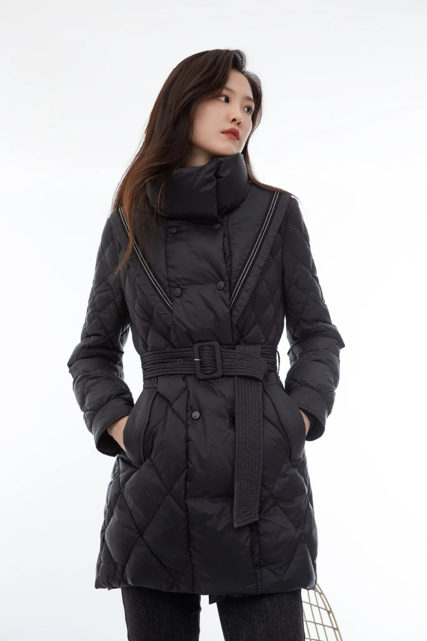 Obsidian Black Waisted Waterproof Down Jacket