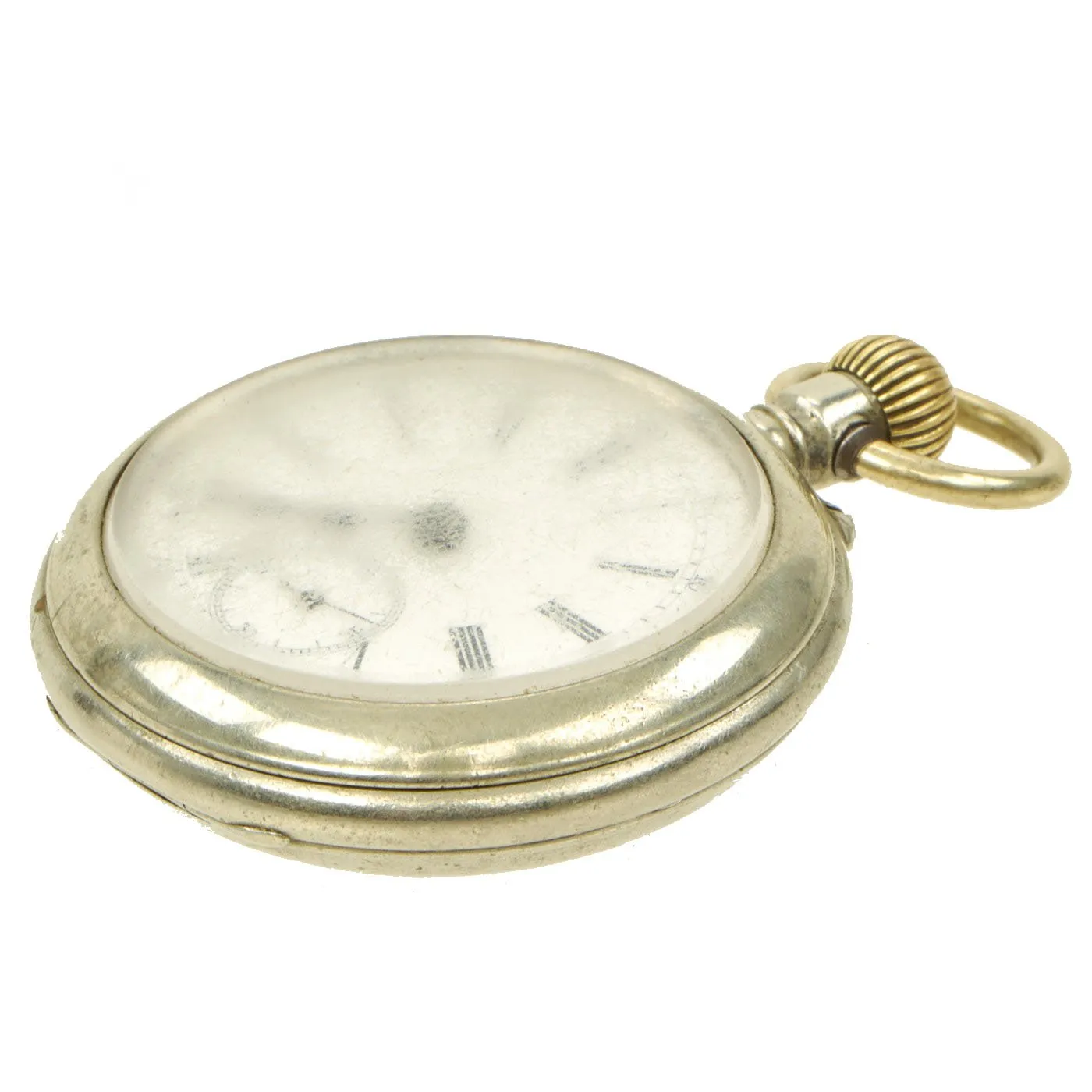 Original British Victorian Silver Pocket Watch in Sam Browne Leather Belt Carrier - Circa 1890