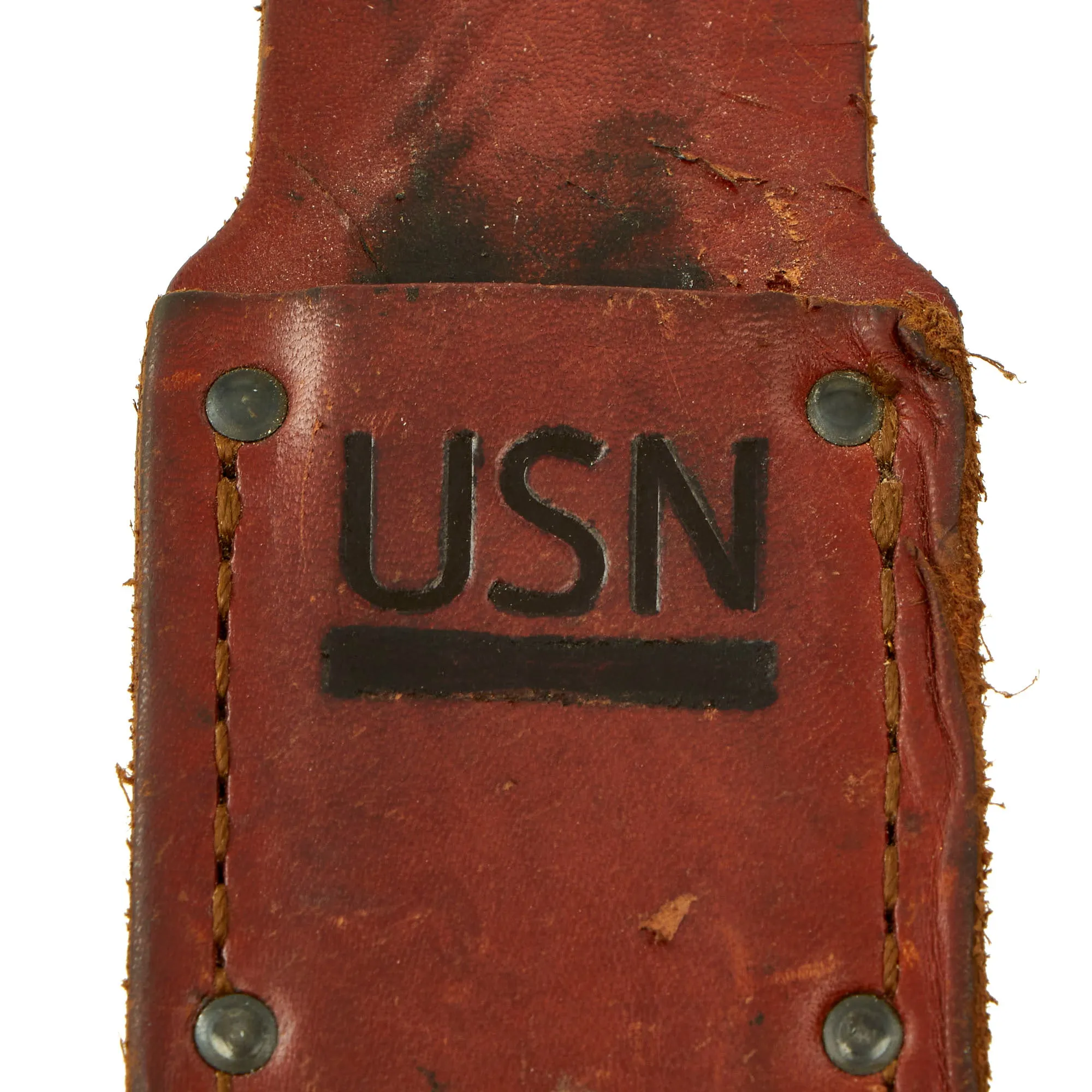 Original U.S. WWII Mark I US Navy General Purpose Deck Knife by Colonial Knife Co With Correct USN Marked Leather Sheath