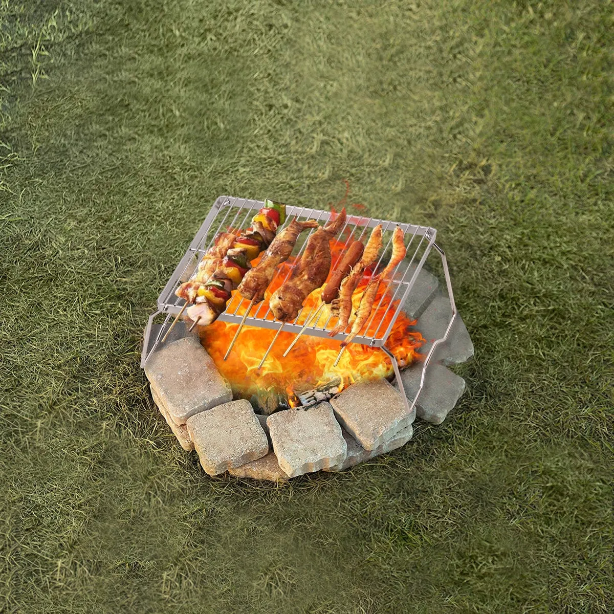 Portable Folding Campfire Grill 304 Stainless Steel Grate with Carrying Bag