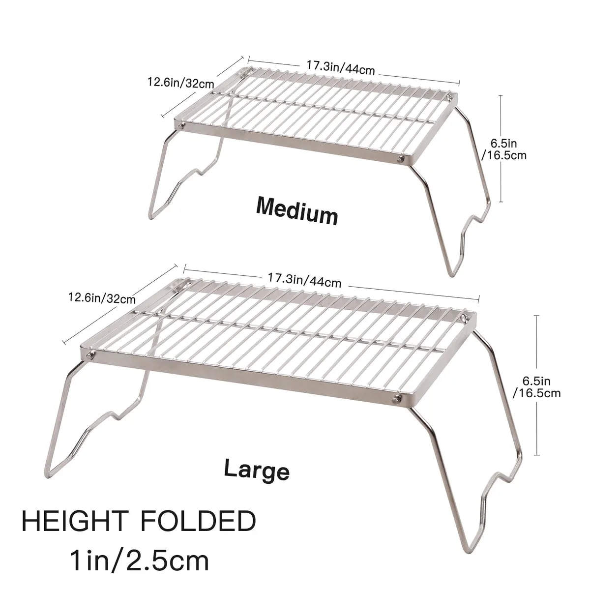 Portable Folding Campfire Grill 304 Stainless Steel Grate with Carrying Bag