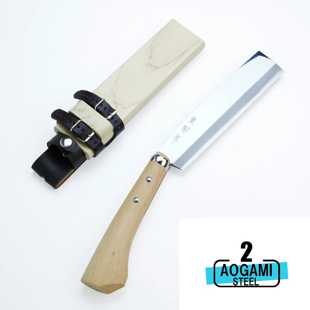 "AZUMASYUSAKU" Top Level Polished Japanese Hatchet / Machete Aogami Steel, Single edge Right Hander 120mm-240mm (NATA)