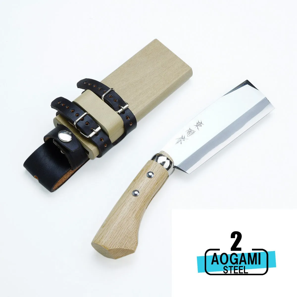 "AZUMASYUSAKU" Top Level Polished Japanese Hatchet / Machete Aogami Steel, Single edge Right Hander 120mm-240mm (NATA)