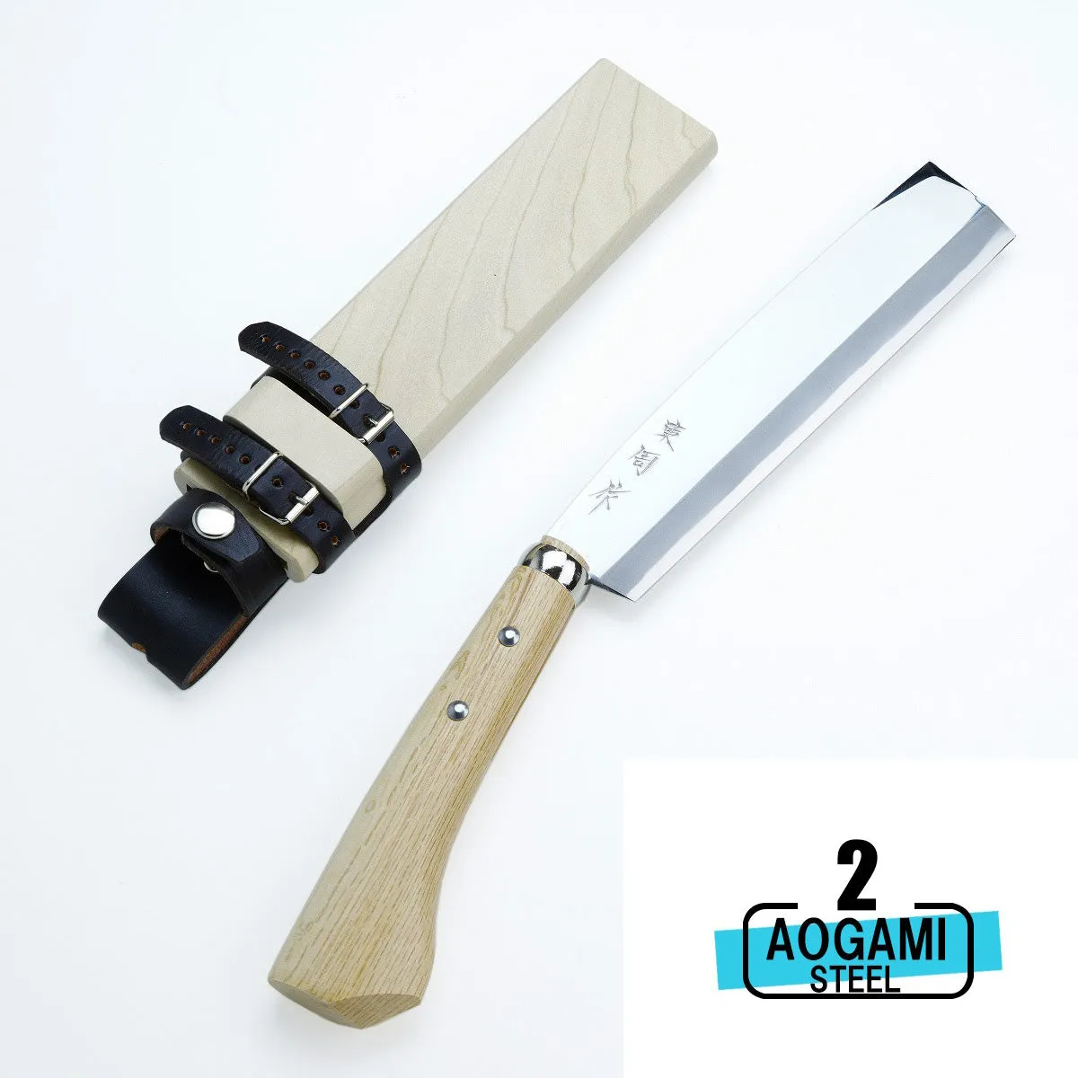 "AZUMASYUSAKU" Top Level Polished Japanese Hatchet / Machete Aogami Steel, Single edge Right Hander 120mm-240mm (NATA)