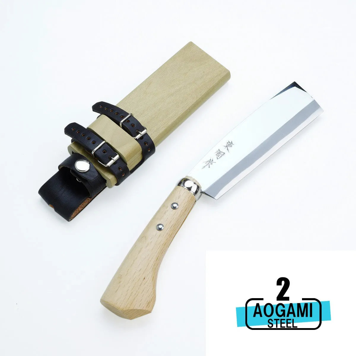 "AZUMASYUSAKU" Top Level Polished Japanese Hatchet / Machete Aogami Steel, Single edge Right Hander 120mm-240mm (NATA)