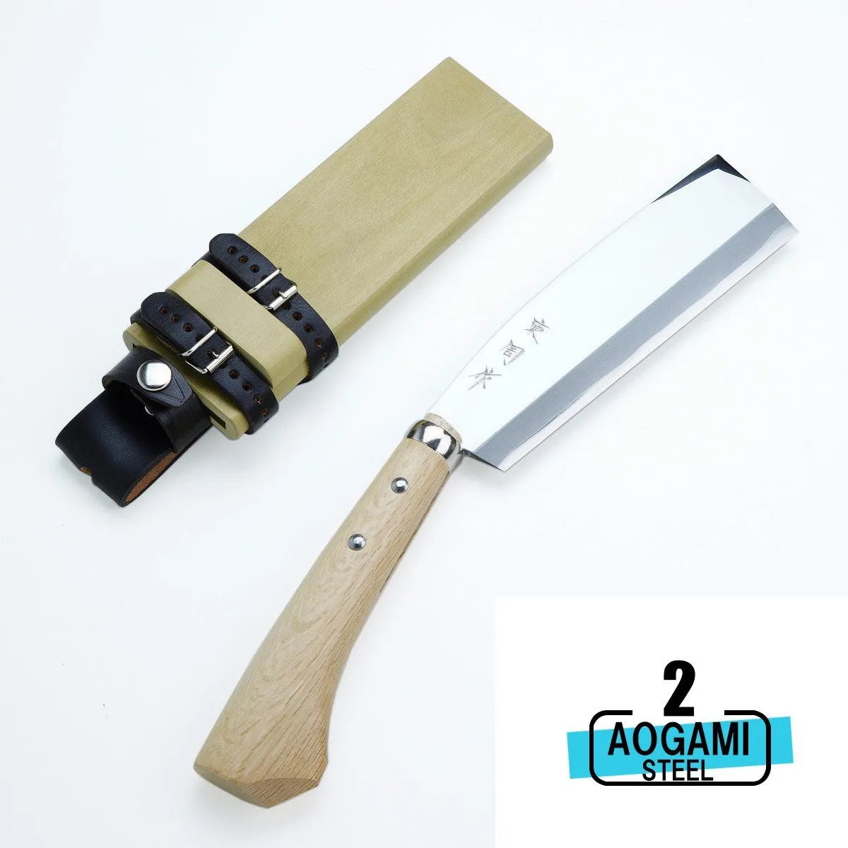 "AZUMASYUSAKU" Top Level Polished Japanese Hatchet / Machete Aogami Steel, Single edge Right Hander 120mm-240mm (NATA)