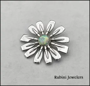 Rowing Blades Flower with Created Opal Pendant