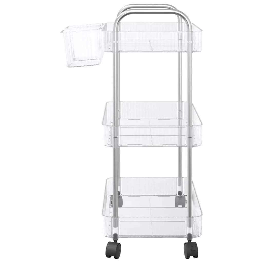 Storage Trolley 3-Tier Transparent 37x28x68 cm Acrylic