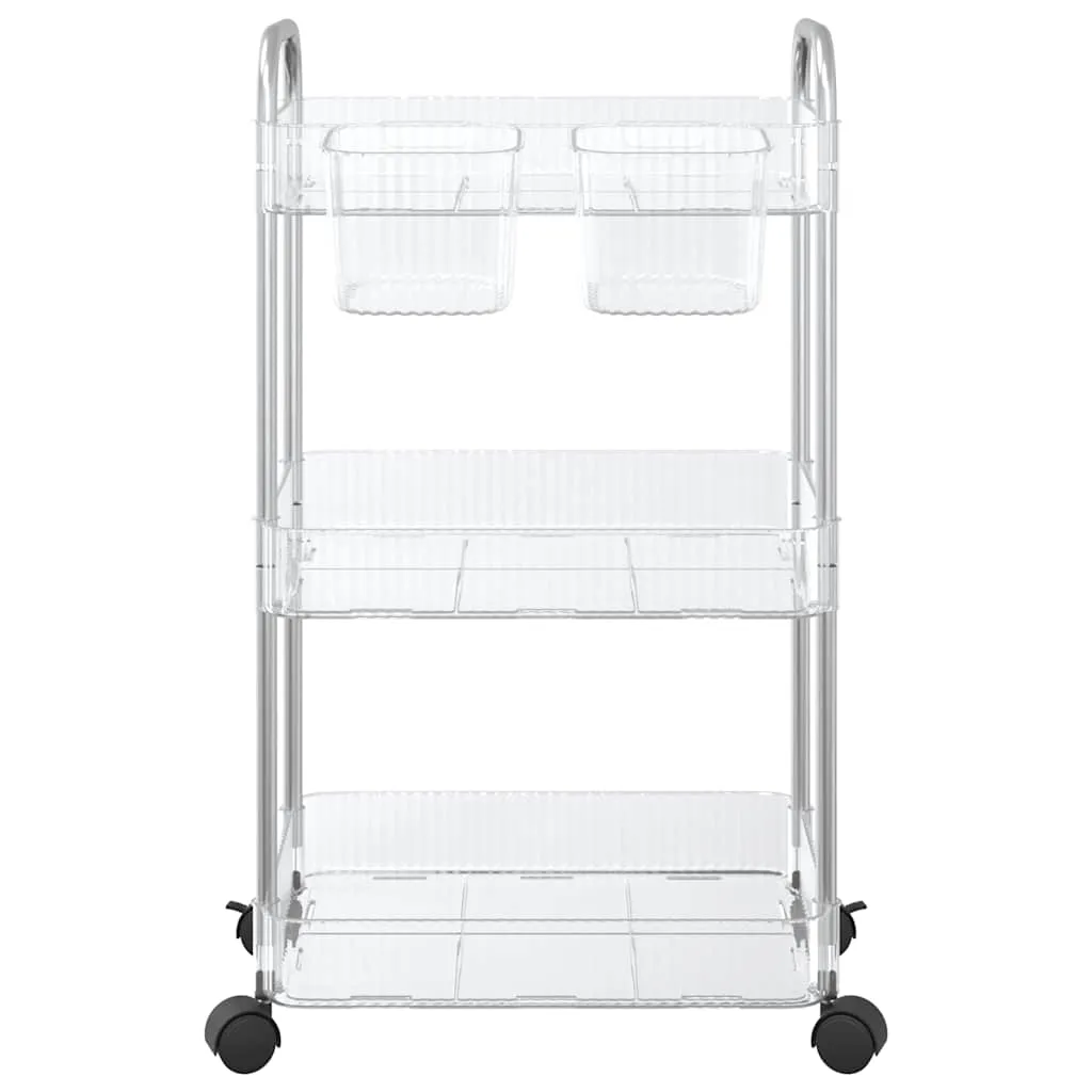 Storage Trolley 3-Tier Transparent 37x28x68 cm Acrylic