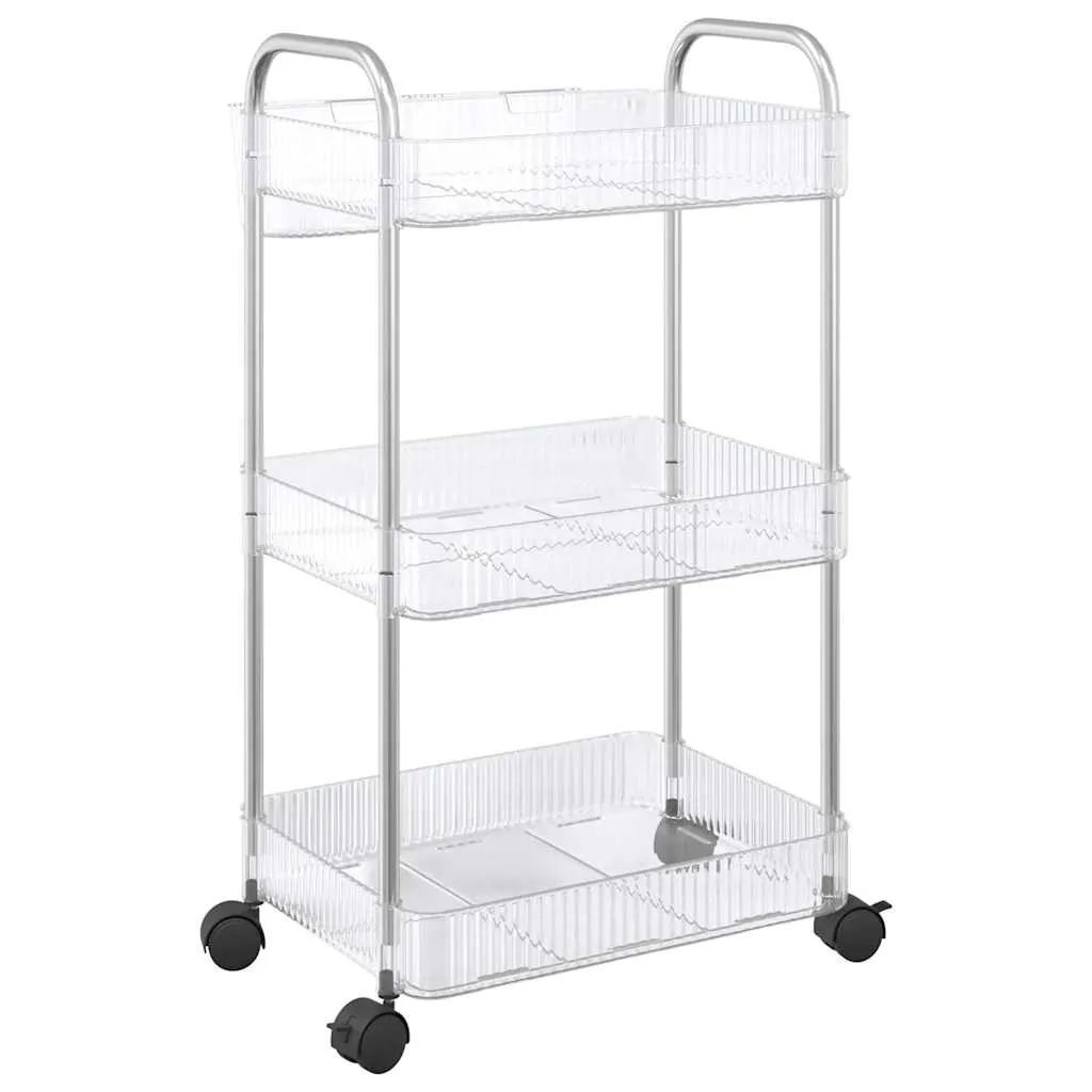 Storage Trolley 3-Tier Transparent 37x28x68 cm Acrylic